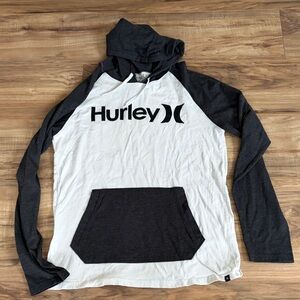 Hurley Charcoal and White Hooded Long Sleeve Tee